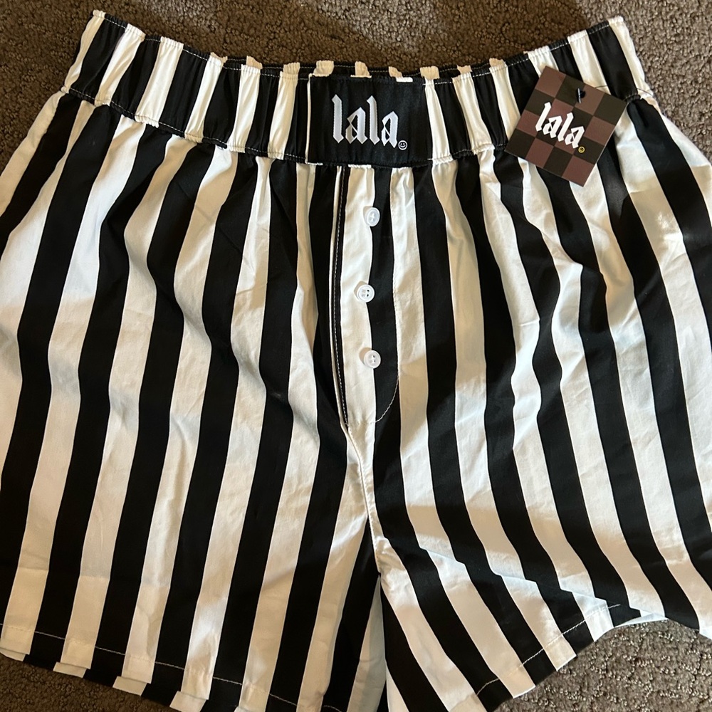 Dressed in lala boxer shorts